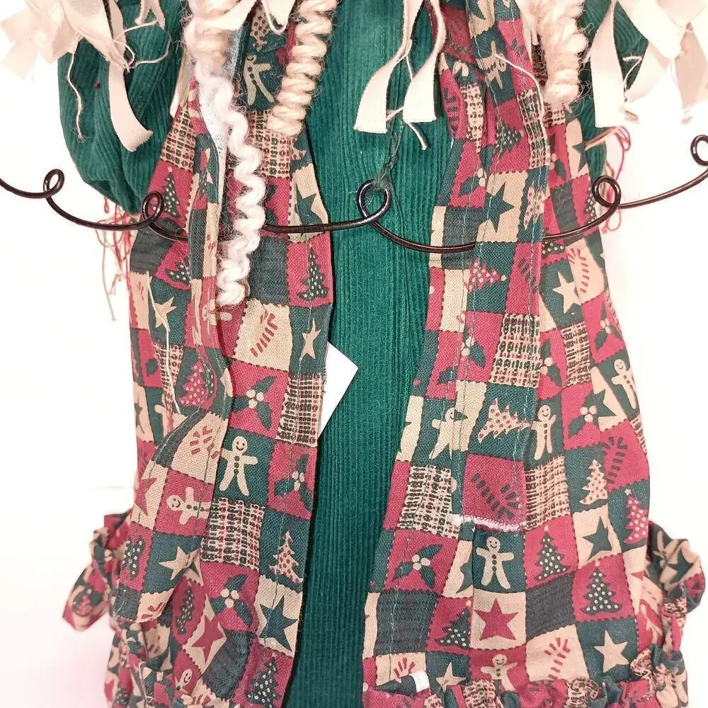 Vintage Angel Tree Topper, Rag Doll, Christmas Dress, Country Theme Size 16